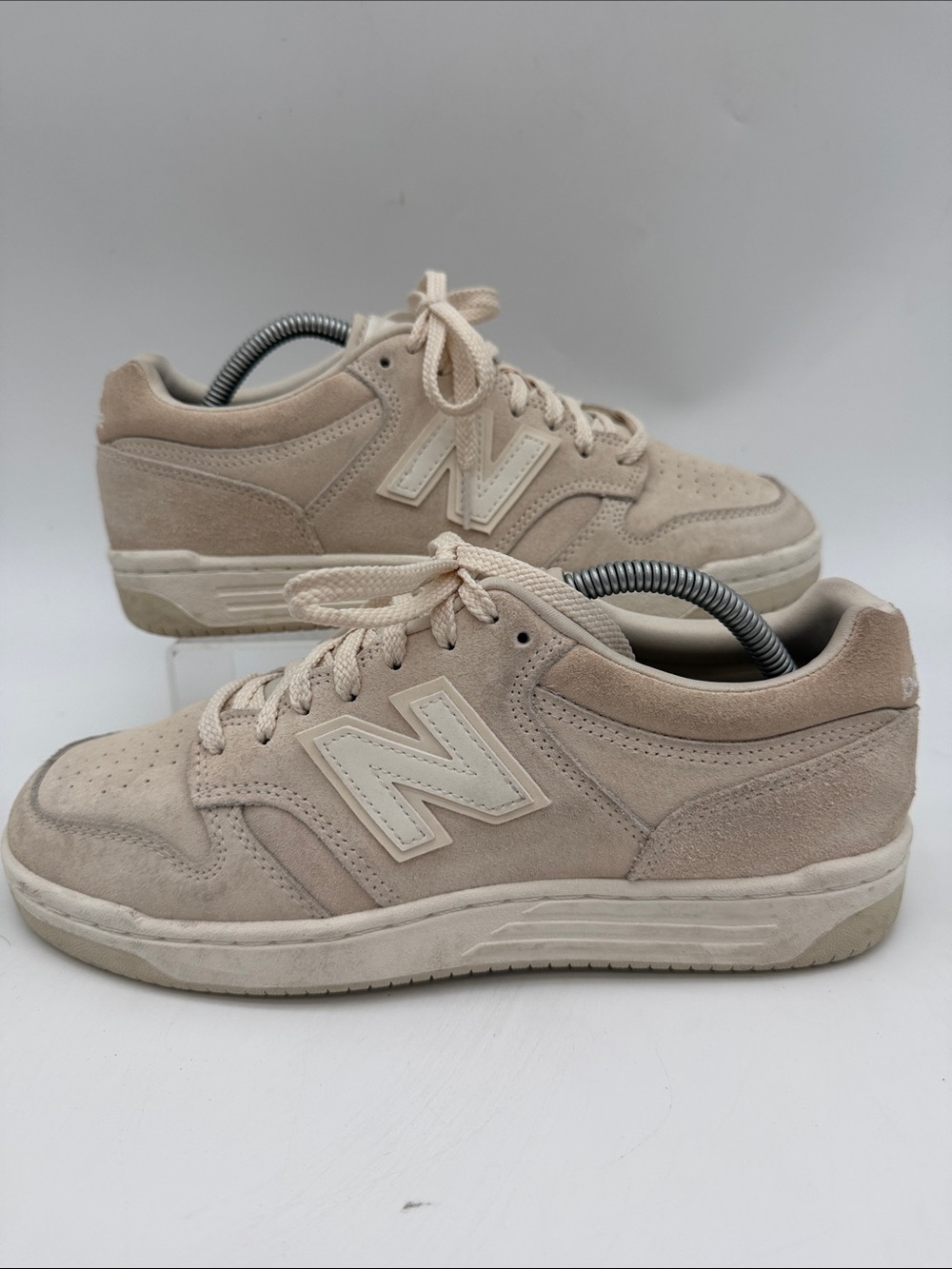 New Balance 480 Linen / Sea Salt Suede Lace Up Trainer
